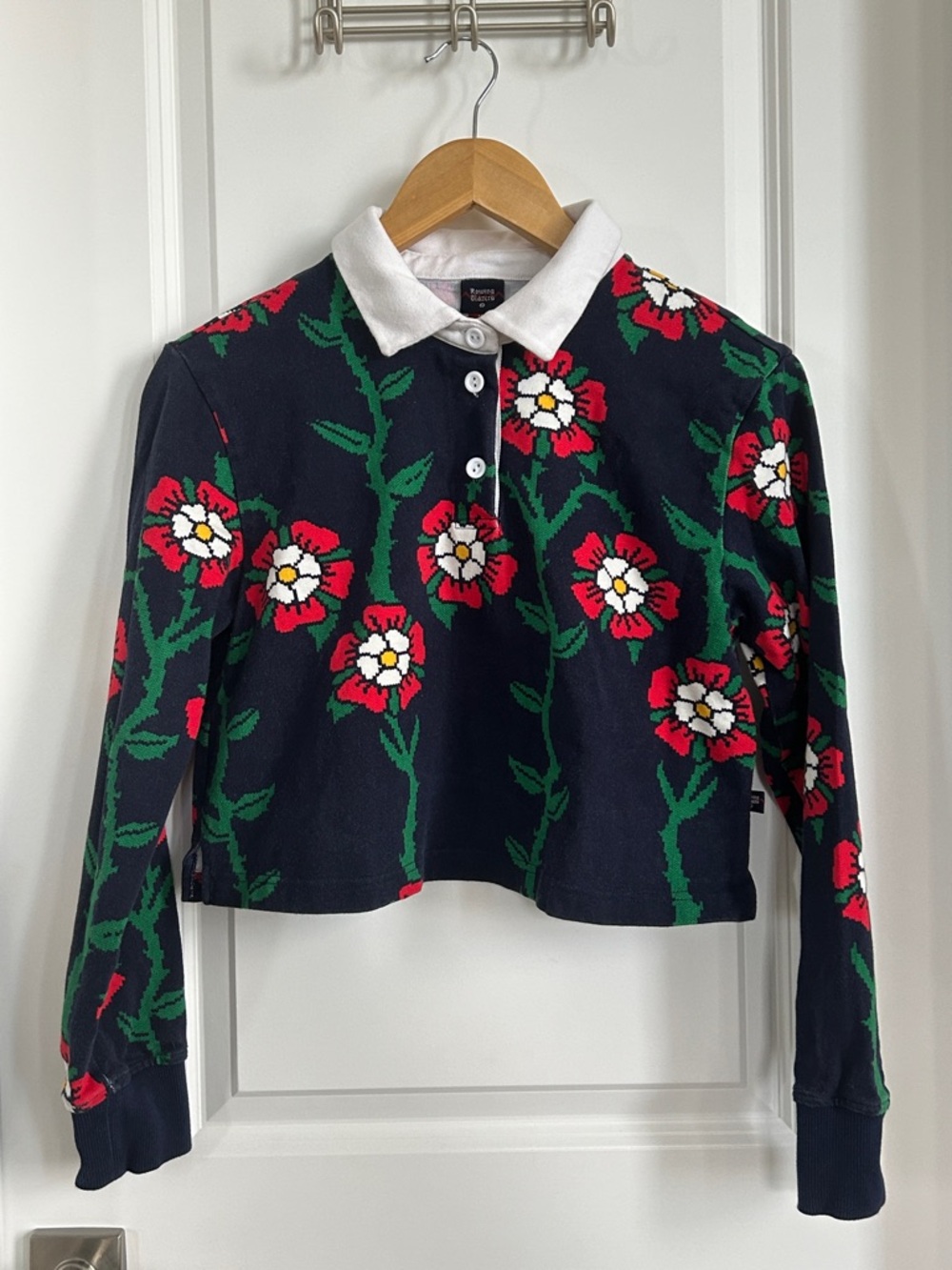 Rowing Blazers for Target Knit Navy Polo with Multicolor Floral